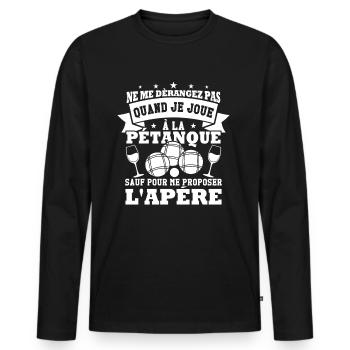 Stör mich nicht, wenn ich Pétanque spiele - Männer Premium Bio Langarmshirt - Schwarz - Vorne - Nico (187cm)