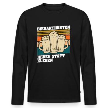 Beer activists: Lifting instead of gluing - Men's Premium Organic Long Sleeve Shirt - black - Front - Nico (187cm)