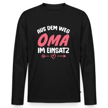 Aus dem weg Oma im einsatz - Männer Premium Bio Langarmshirt - Schwarz - Vorne - Nico (187cm)