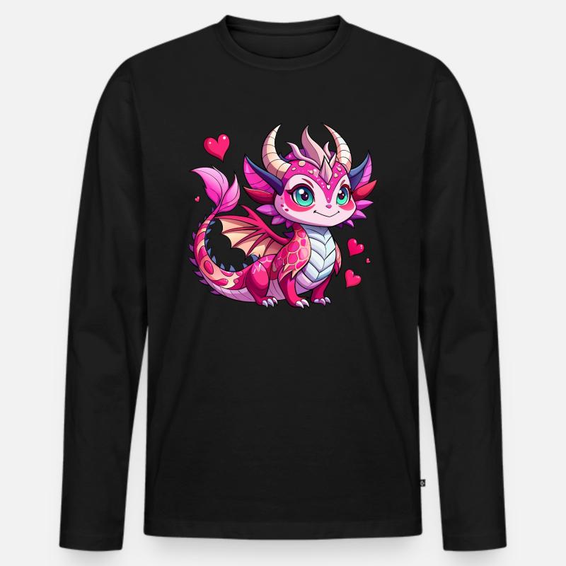 Farbenfroher Drache - Männer Premium Bio Langarmshirt - Schwarz