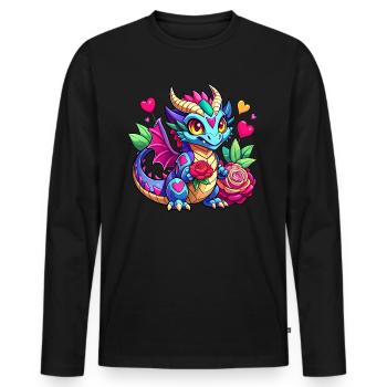 Farbenfroher Drache - Männer Premium Bio Langarmshirt - Schwarz - Vorne - Nico (187cm)