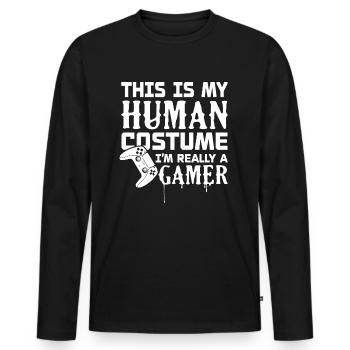 I'm really a gamer - Men's Premium Organic Long Sleeve Shirt - black - Front - Nico (187cm)