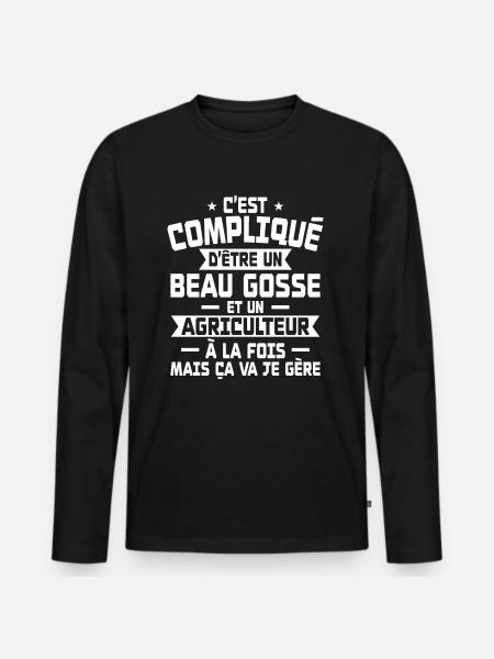 Bogosse and Farmer - Men's Premium Organic Long Sleeve Shirt - black