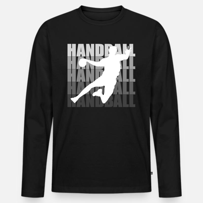 Handball - Männer Premium Bio Langarmshirt - Schwarz