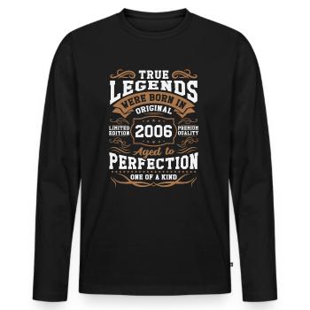 Legends Born in 2006 - Men's Premium Organic Long Sleeve Shirt - black - Front - Nico (187cm)