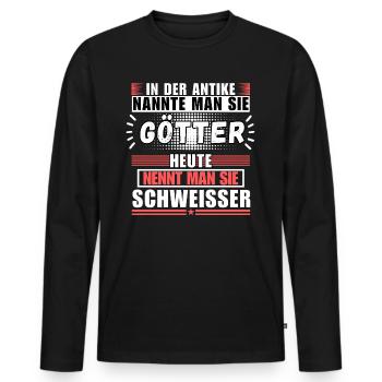 Les dieux dans l’Antiquité. Aujourd’hui soudeur - T-shirt manches longues Premium bio Homme - noir - Devant - Nico (187cm)