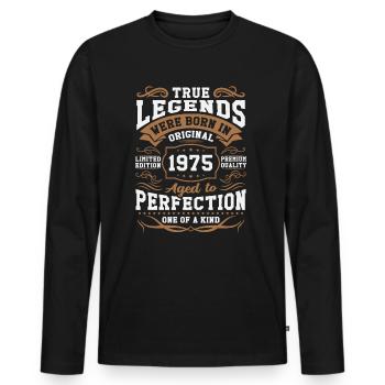 Legends Born in 1975 - Men's Premium Organic Long Sleeve Shirt - black - Front - Nico (187cm)