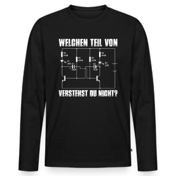 T-Shirt für Elektronik-Nerds - Cooles Geschenk? ;) - Männer Premium Bio Langarmshirt - Schwarz - Vorne - Nico (187cm)