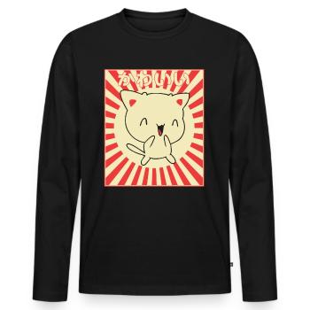 Japonais minou - T-shirt manches longues Premium bio Homme - noir - Devant - Nico (187cm)