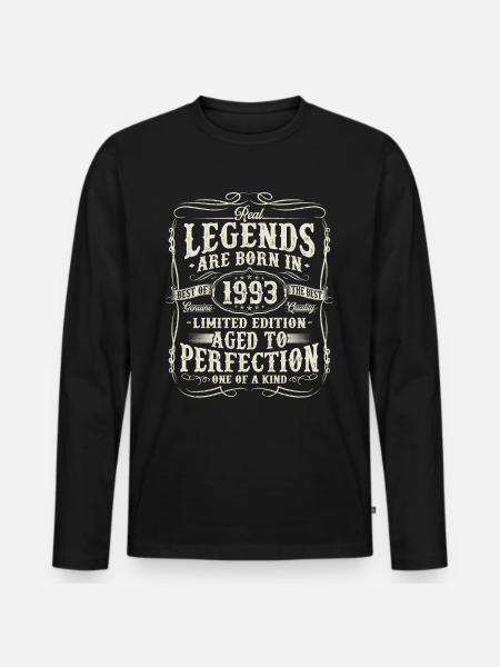 Jahrgang 1993 geboren Legenden Geburtstag Geschenk - Männer Premium Bio Langarmshirt - Schwarz