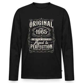 Original 1965 Jahrgang geboren Vintage Geburtstag - Männer Premium Bio Langarmshirt - Schwarz - Vorne - Nico (187cm)