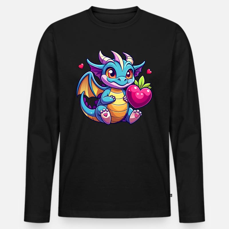 Farbenfroher Drache - Männer Premium Bio Langarmshirt - Schwarz