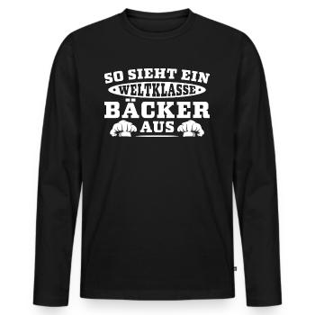 Bäckerei Weltklasse Bäcker Geschenk - Männer Premium Bio Langarmshirt - Schwarz - Vorne - Nico (187cm)