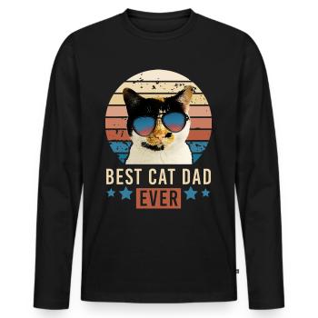Meilleur chat papa jamais chat écaille de chat chanceux - T-shirt manches longues Premium bio Homme - noir - Devant - Nico (187cm)