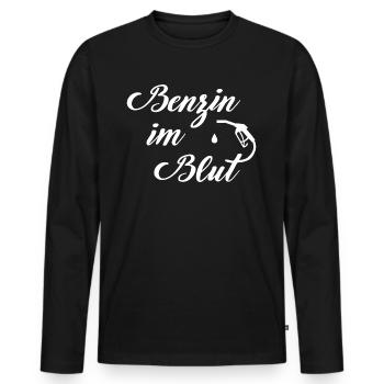 Benzin im Blut Spruch Motorrad Auto Tuning - Männer Premium Bio Langarmshirt - Schwarz - Vorne - Nico (187cm)