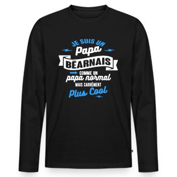 papa béarnais mais plus cool - T-shirt manches longues Premium bio Homme - noir - Devant - Nico (187cm)