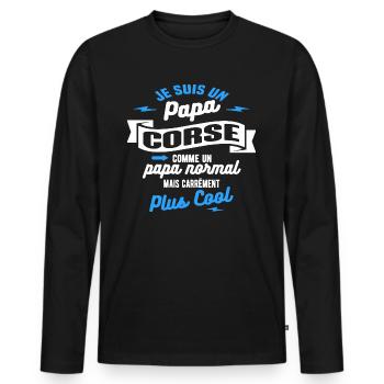 papa corse mais plus cool - T-shirt manches longues Premium bio Homme - noir - Devant - Nico (187cm)
