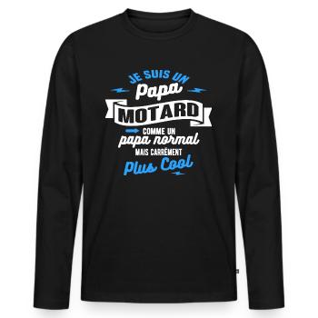 papa motard mais plus cool - T-shirt manches longues Premium bio Homme - noir - Devant - Nico (187cm)
