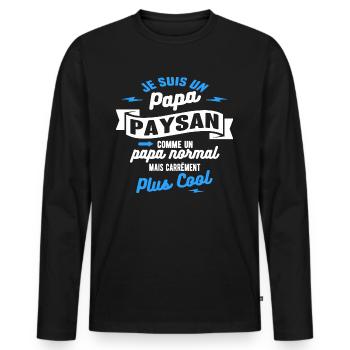 papa paysan mais plus cool - T-shirt manches longues Premium bio Homme - noir - Devant - Nico (187cm)