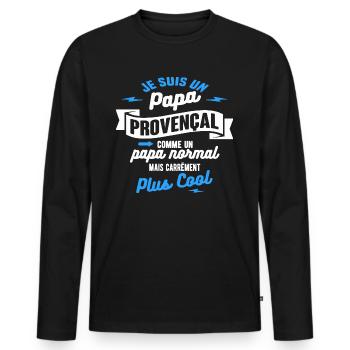 papa provençal mais plus cool - T-shirt manches longues Premium bio Homme - noir - Devant - Nico (187cm)