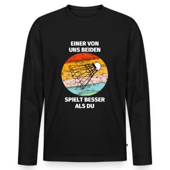 Einer von uns beiden Badminton - Männer Premium Bio Langarmshirt - Schwarz - Vorne - Nico (187cm)