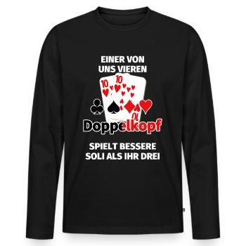 Doppelkopf lustiger Spruch - Männer Premium Bio Langarmshirt - Schwarz - Vorne - Nico (187cm)
