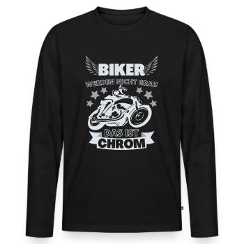 Biker werden nicht grau - das ist Chrom - Männer Premium Bio Langarmshirt - Schwarz - Vorne - Nico (187cm)