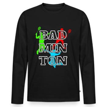 Badminton - T-shirt manches longues Premium bio Homme - noir - Devant - Nico (187cm)