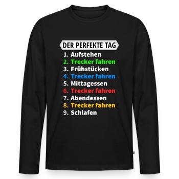 Der perfekte Tag Trecker fahren - Männer Premium Bio Langarmshirt - Schwarz - Vorne - Nico (187cm)
