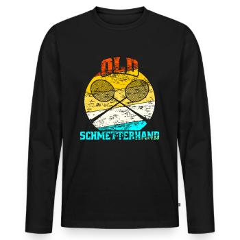 Old Schmetterhand Badminton Tennis - Männer Premium Bio Langarmshirt - Schwarz - Vorne - Nico (187cm)