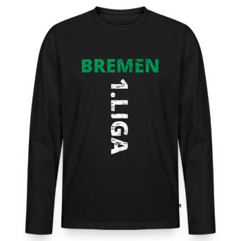 Promotion Brême 1.Liga - T-shirt manches longues Premium bio Homme - noir - Devant - Nico (187cm)