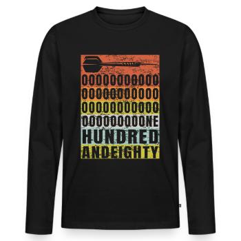 Darts 180 - Men's Premium Organic Long Sleeve Shirt - black - Front - Nico (187cm)