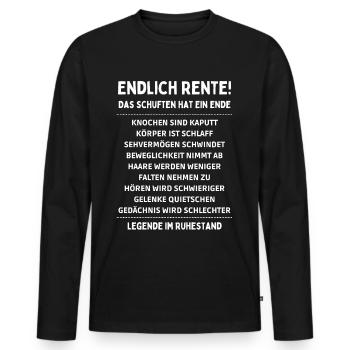 Endlich Rente Rentner Spruch - Männer Premium Bio Langarmshirt - Schwarz - Vorne - Nico (187cm)