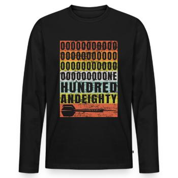 onehundredandeighty 180 Darts - Männer Premium Bio Langarmshirt - Schwarz - Vorne - Nico (187cm)