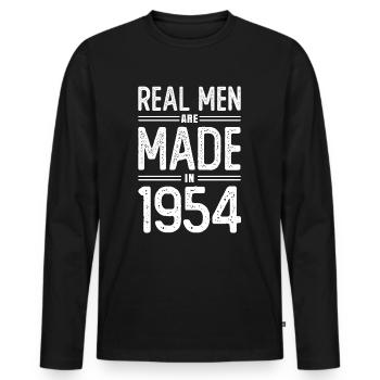 Geburtstag Echte Männer sind 1954 geboren - Männer Premium Bio Langarmshirt - Schwarz - Vorne - Nico (187cm)