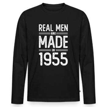 Geburtstag Echte Männer sind 1955 geboren - Männer Premium Bio Langarmshirt - Schwarz - Vorne - Nico (187cm)