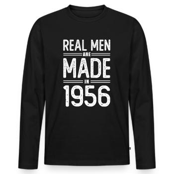 Anniversaire De vrais hommes sont nés en 1956 - T-shirt manches longues Premium bio Homme - noir - Devant - Nico (187cm)