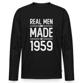 Anniversaire De vrais hommes sont nés en 1959 - T-shirt manches longues Premium bio Homme - noir - Devant - Nico (187cm)