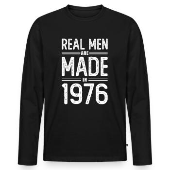Anniversaire De vrais hommes sont nés en 1976 - T-shirt manches longues Premium bio Homme - noir - Devant - Nico (187cm)