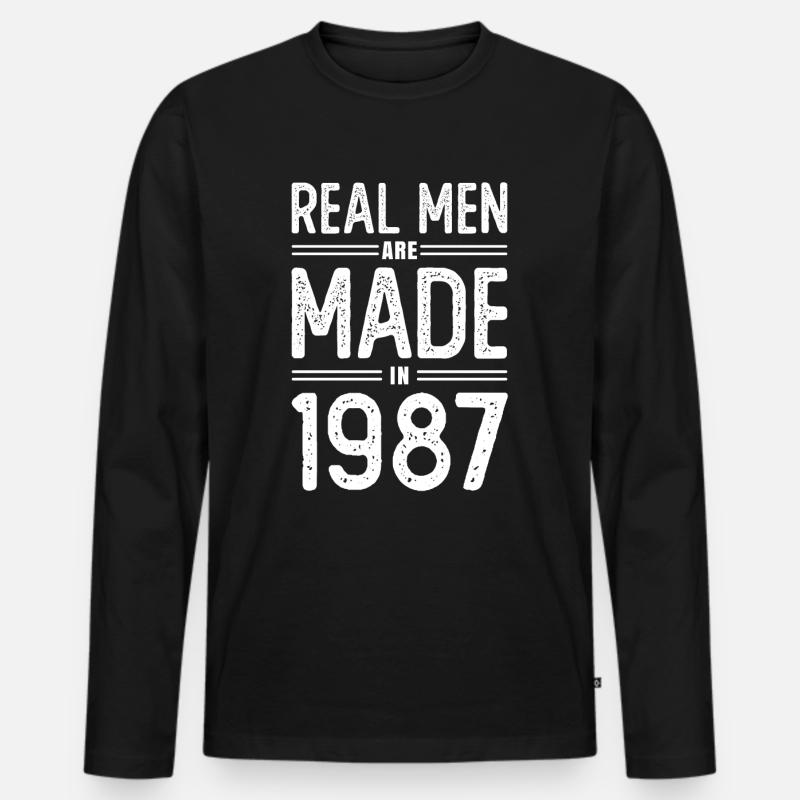 Geburtstag Echte Männer sind 1987 geboren - Männer Premium Bio Langarmshirt - Schwarz