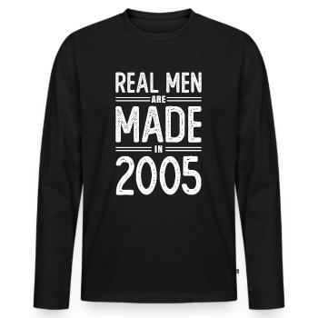 Birthday Real men were born in 2005 - Men's Premium Organic Long Sleeve Shirt - black - Front - Nico (187cm)