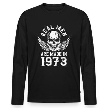 Geburtstag 1973 Echte Männer sind 1973 geboren - Männer Premium Bio Langarmshirt - Schwarz - Vorne - Nico (187cm)