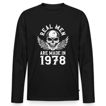 Anniversaire 1978 De vrais hommes naissent en 1978 - T-shirt manches longues Premium bio Homme - noir - Devant - Nico (187cm)