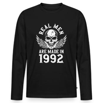 Geburtstag 1992 Echte Männer sind 1992 geboren - Männer Premium Bio Langarmshirt - Schwarz - Vorne - Nico (187cm)