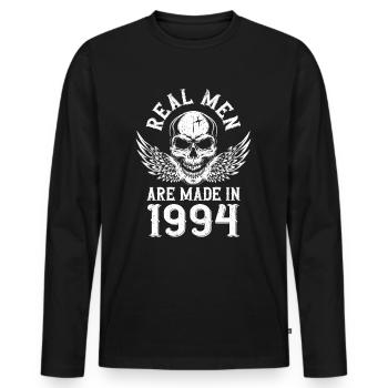 Anniversaire 1994 De vrais hommes naissent en 1994 - T-shirt manches longues Premium bio Homme - noir - Devant - Nico (187cm)