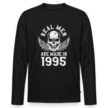 Geburtstag 1995 Echte Männer sind 1995 geboren - Männer Premium Bio Langarmshirt - Schwarz - Vorne - Nico (187cm)