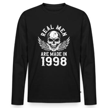 Anniversaire 1998 De vrais hommes naissent en 1998 - T-shirt manches longues Premium bio Homme - noir - Devant - Nico (187cm)