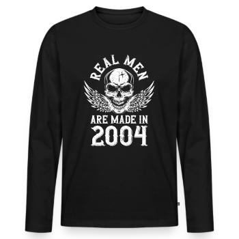Geburtstag 2004 Echte Männer sind 2004 geboren - Männer Premium Bio Langarmshirt - Schwarz - Vorne - Nico (187cm)