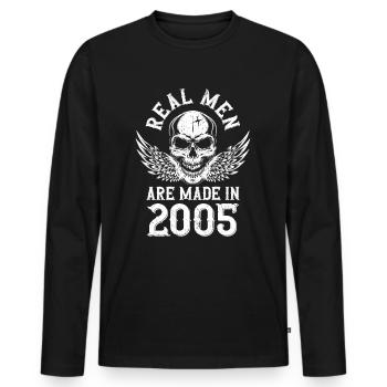 Birthday 2005 Real men were born in 2005 - Men's Premium Organic Long Sleeve Shirt - black - Front - Nico (187cm)