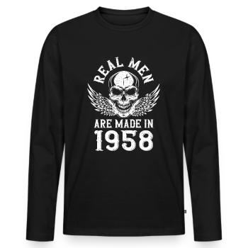 Geburtstag 1958 Echte Männer sind 1958 geboren - Männer Premium Bio Langarmshirt - Schwarz - Vorne - Nico (187cm)
